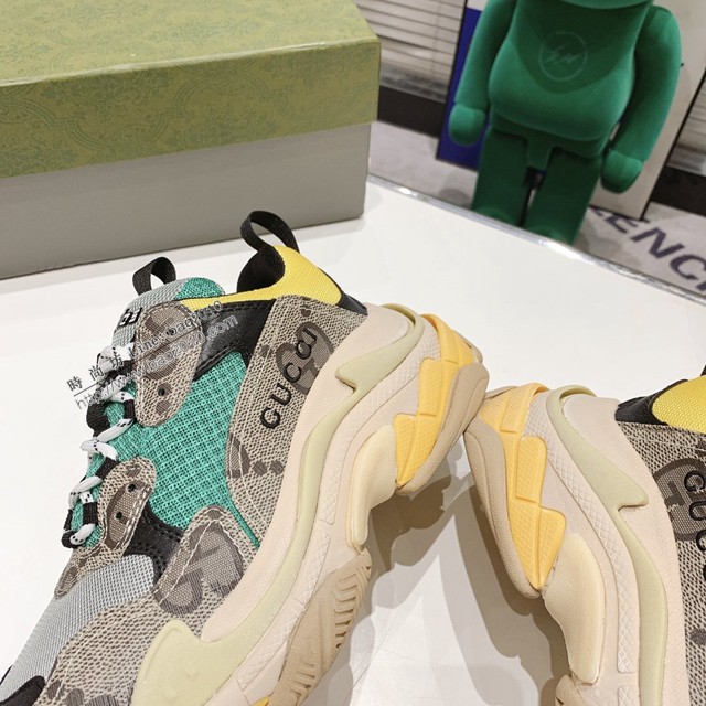 gucci古馳頂級版本情侶款Gucci x Balenciaga古馳x巴黎世家聯名款2021新款Triple S厚底運動鞋老爹鞋 dx2794